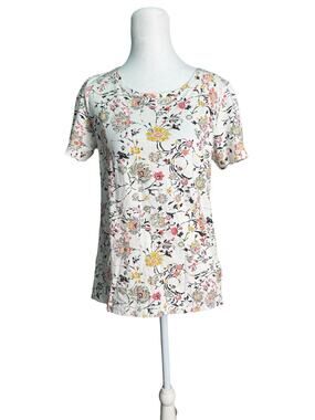 Peruvian Connection Womens Pima Cotton Floral Tee Boho Cottagecore Top Size XS